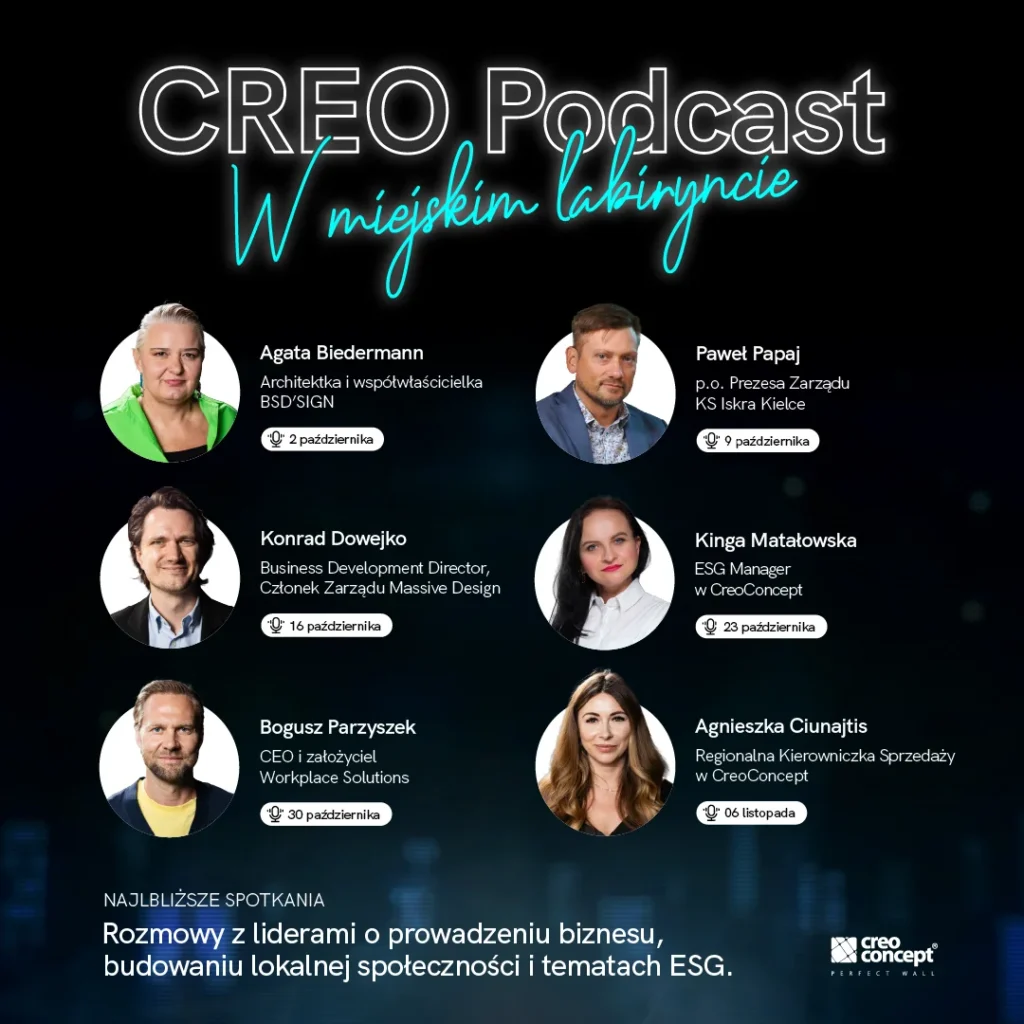 CREO Podcast „W miejskim labiryncie” - rozmowy o biznesie, architekturze i nowoczesnych miastach